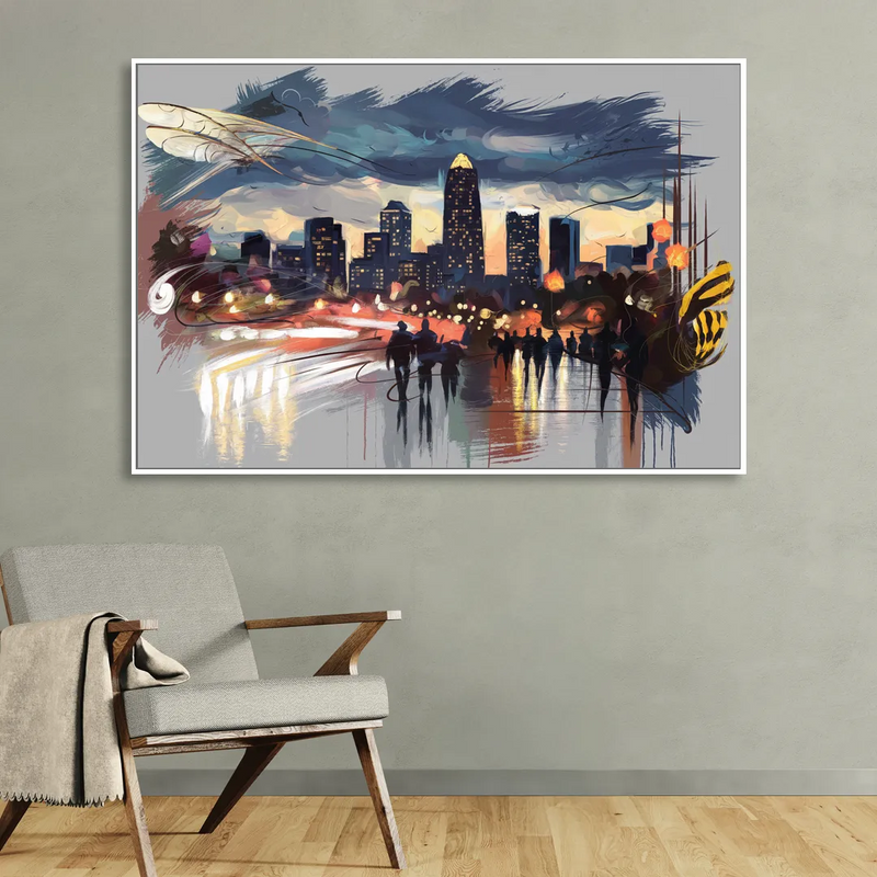 Charlotte Hornets Tribute Sitting Room - White Canvas Wall Art