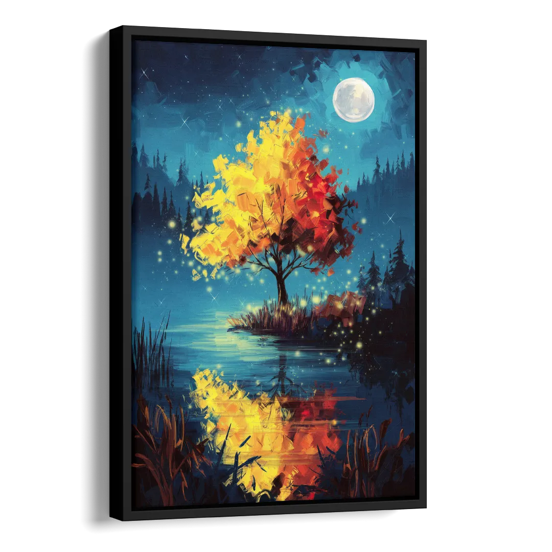 Charlotte Nighttime Glow Side - Black Canvas Wall Art