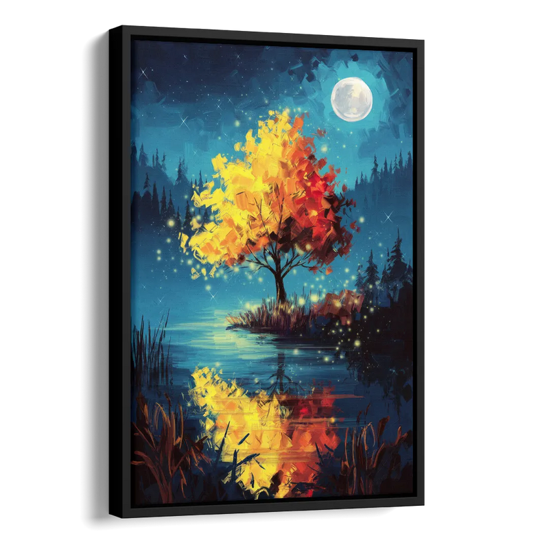 Charlotte Nighttime Glow Side - Black Canvas Wall Art