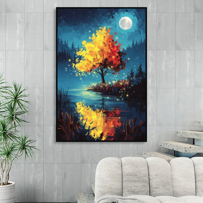 Charlotte Nighttime Glow Living Room - Black Canvas Wall Art