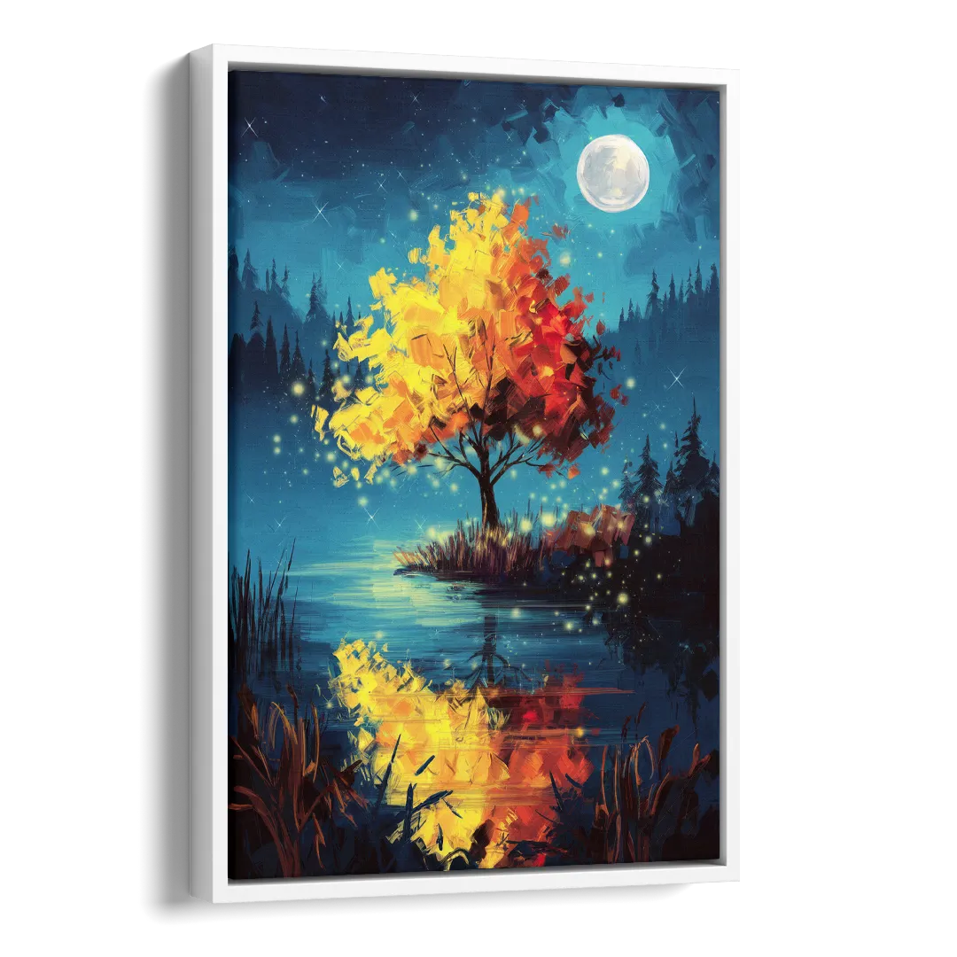Charlotte Nighttime Glow Side - White Canvas Wall Art