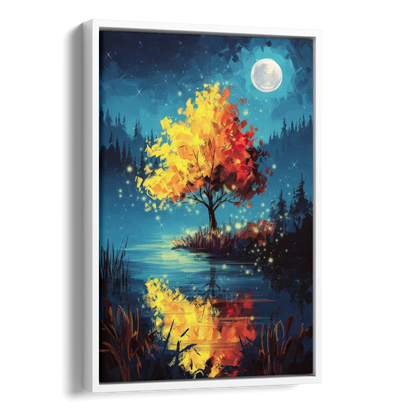 Charlotte Nighttime Glow Side - White Canvas Wall Art