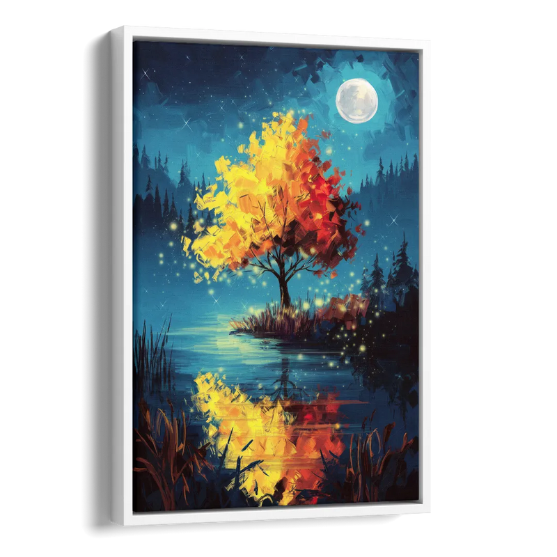 Charlotte Nighttime Glow Side - White Canvas Wall Art