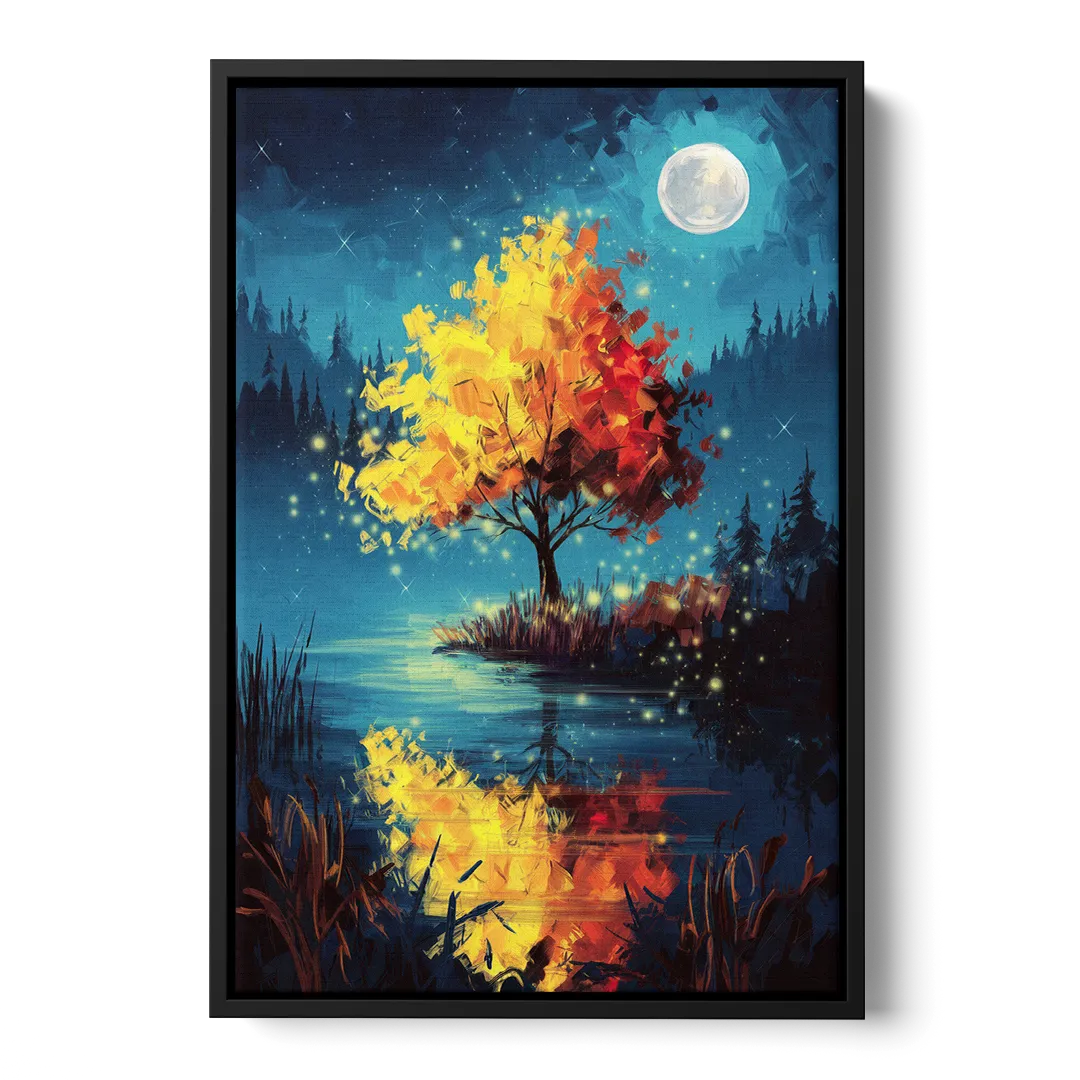 Charlotte Nighttime Glow Front - Black Canvas Wall Art