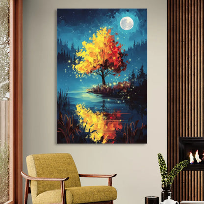 Charlotte Nighttime Glow Living Room - Canvas Wall Art