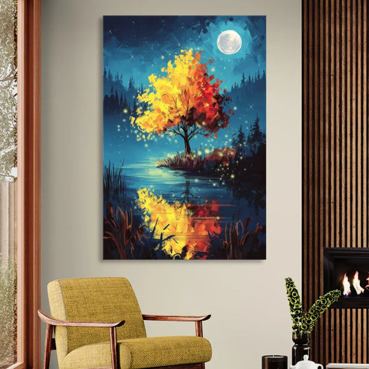 Charlotte Nighttime Glow Living Room - Canvas Wall Art