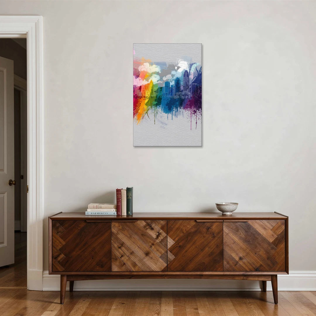 Charlotte Skyline Abstract Design - Canvas Wall Art - Coffee Table - 24x36