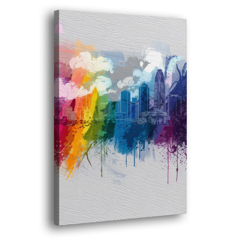 Charlotte Skyline Abstract Design - Canvas Wall Art - Side