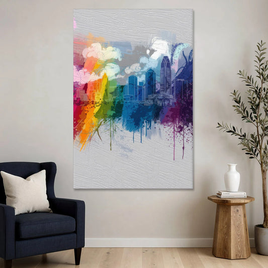 Charlotte Skyline Abstract Design - Canvas Wall Art - Sofa - 40x60