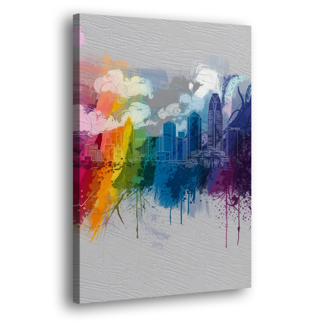 Charlotte Skyline Abstract Design Side - Canvas Wall Art
