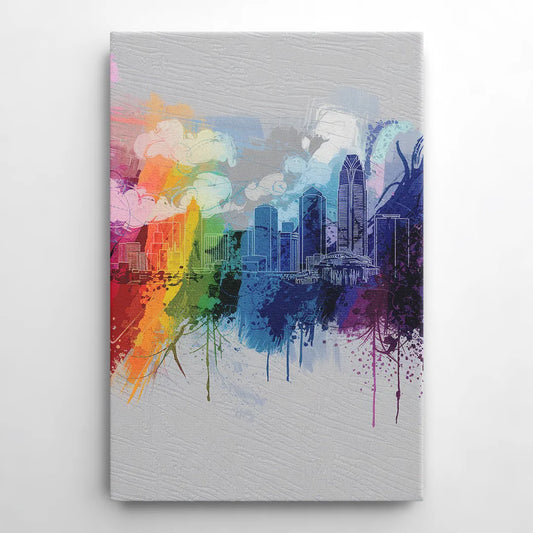 Charlotte Skyline Abstract Design - Canvas Wall Art