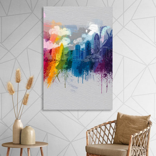 Charlotte Skyline Abstract Design Living Room - Canvas Wall Art