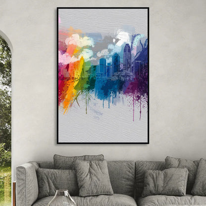 Charlotte Skyline Abstract Design Sitting Room - Black Canvas Wall Art