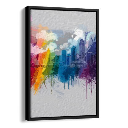 Charlotte Skyline Abstract Design Side - Black Canvas Wall Art