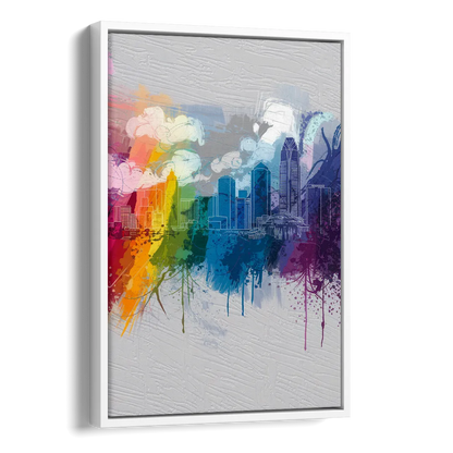 Charlotte Skyline Abstract Design Side - White Canvas Wall Art