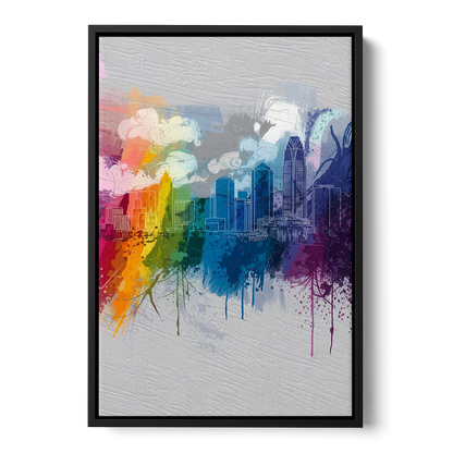 Charlotte Skyline Abstract Design Front - Black Canvas Wall Art