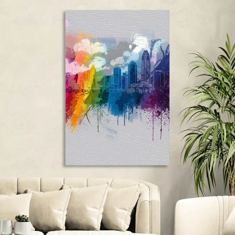 Charlotte Skyline Abstract Design Sitting Room - Canvas Wall Art