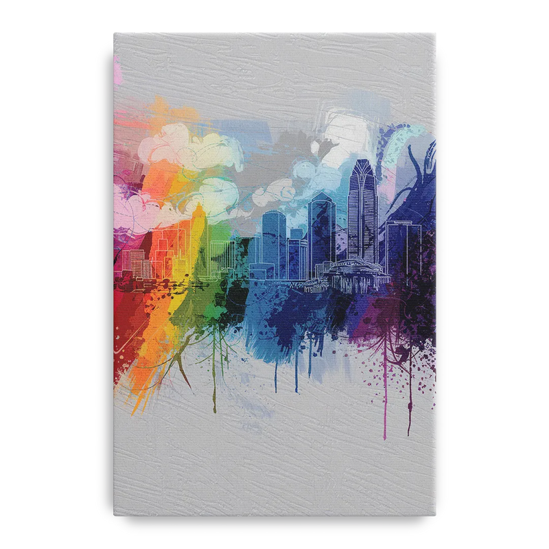Charlotte Skyline Abstract Design Front - Canvas Wall Art