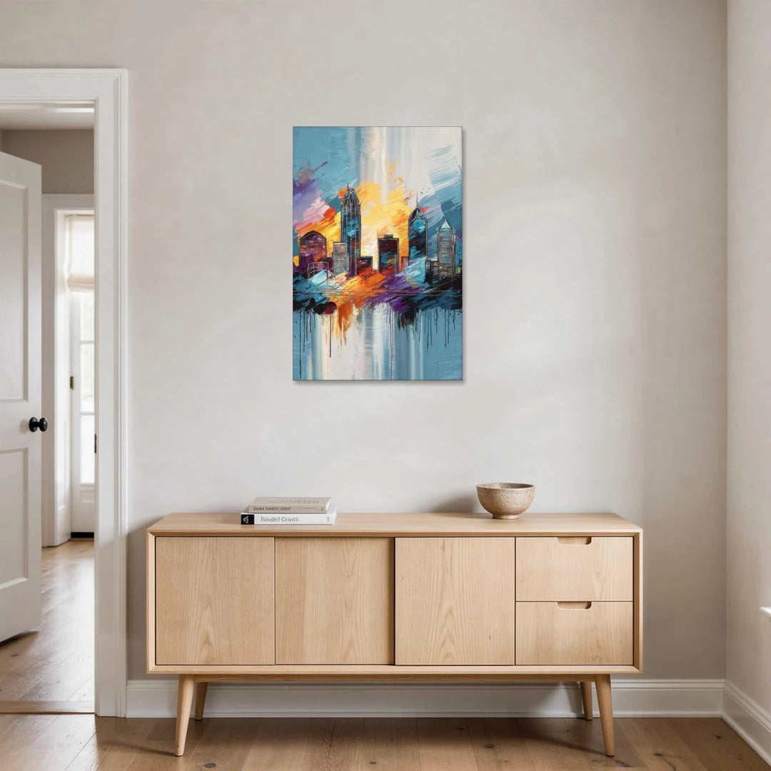 Charlotte Skyline and Panthers Pride - Canvas Wall Art - Coffee Table - 24x36
