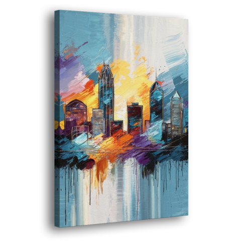 Charlotte Skyline and Panthers Pride - Canvas Wall Art - Side