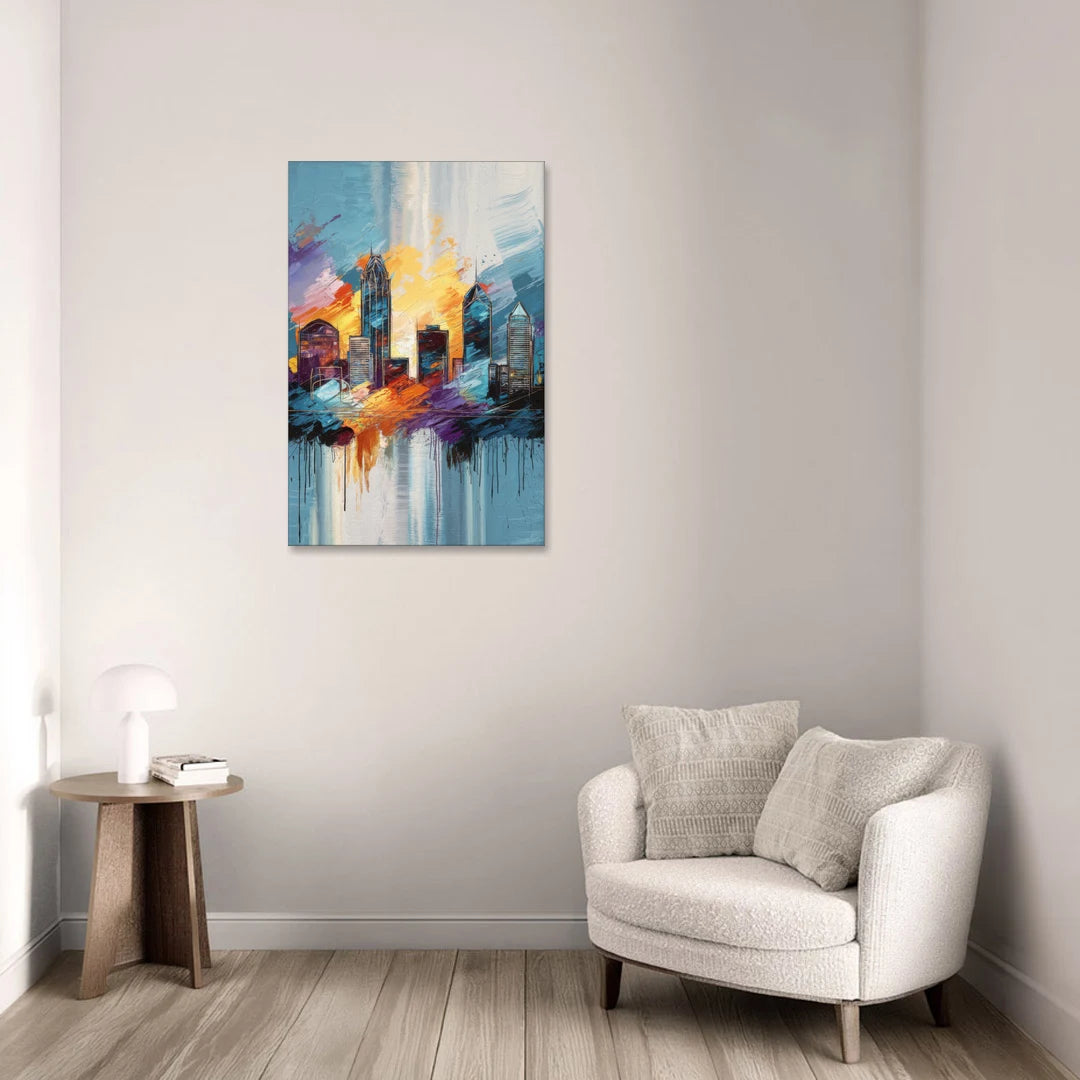 Charlotte Skyline and Panthers Pride - Canvas Wall Art - Sofa - 24x36