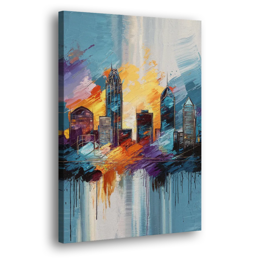 Charlotte Skyline and Panthers Pride Side - Canvas Wall Art