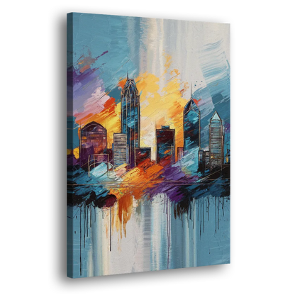 Charlotte Skyline and Panthers Pride Side - Canvas Wall Art