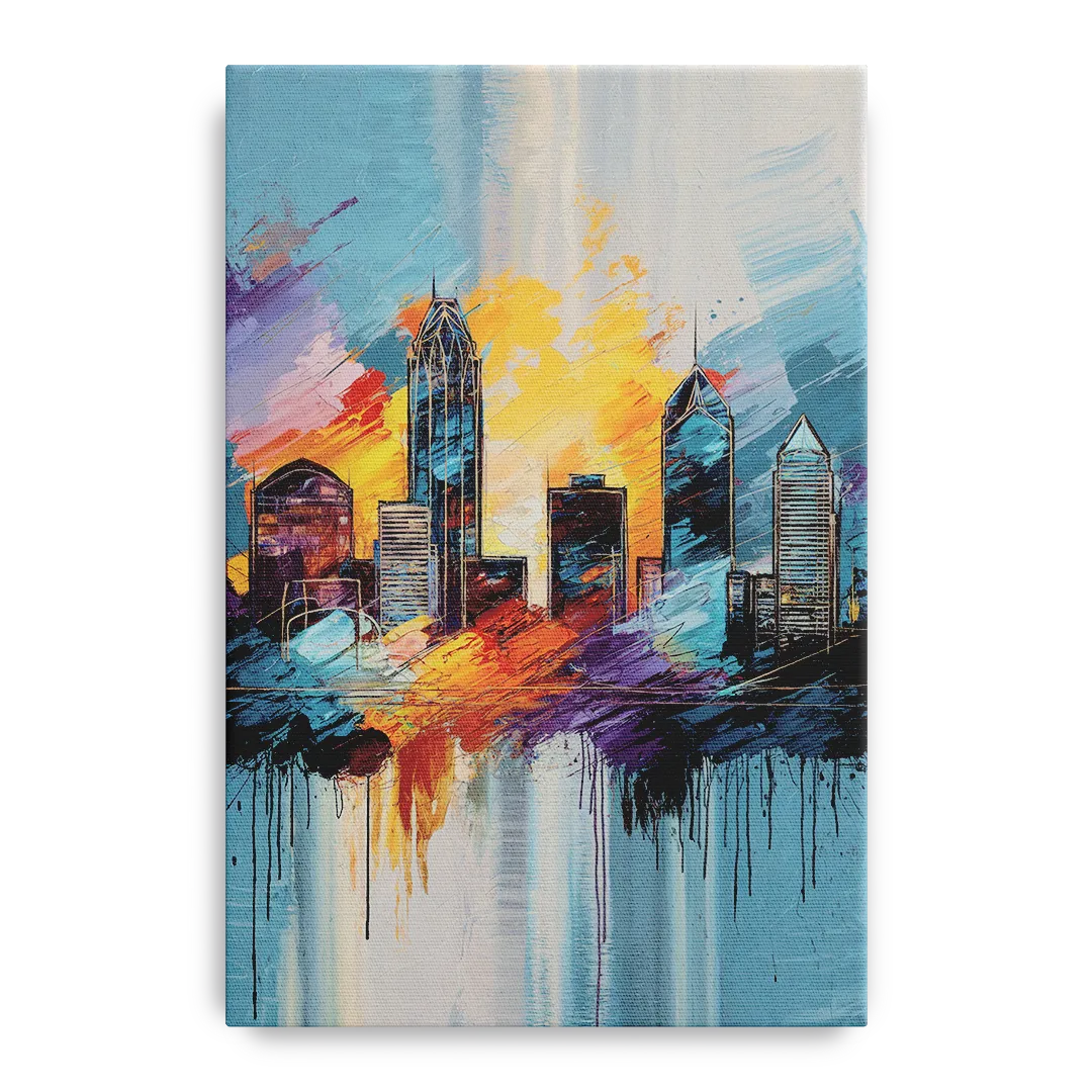 Charlotte Skyline and Panthers Pride Front - Canvas Wall Art