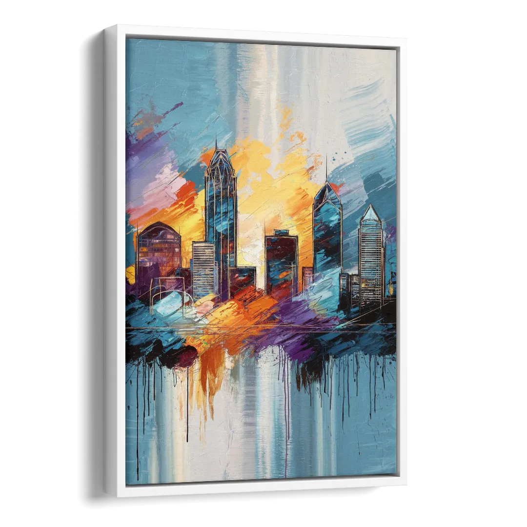 Charlotte Skyline and Panthers Pride Side - White Canvas Wall Art