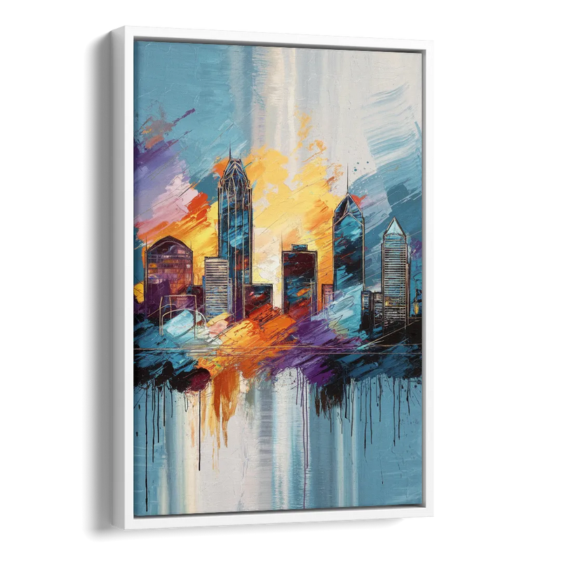 Charlotte Skyline and Panthers Pride Side - White Canvas Wall Art