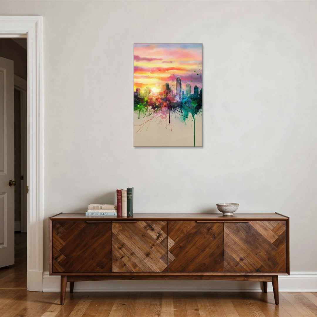 Charlotte Skyline at Sunset - Canvas Wall Art - Coffee Table - 24x36