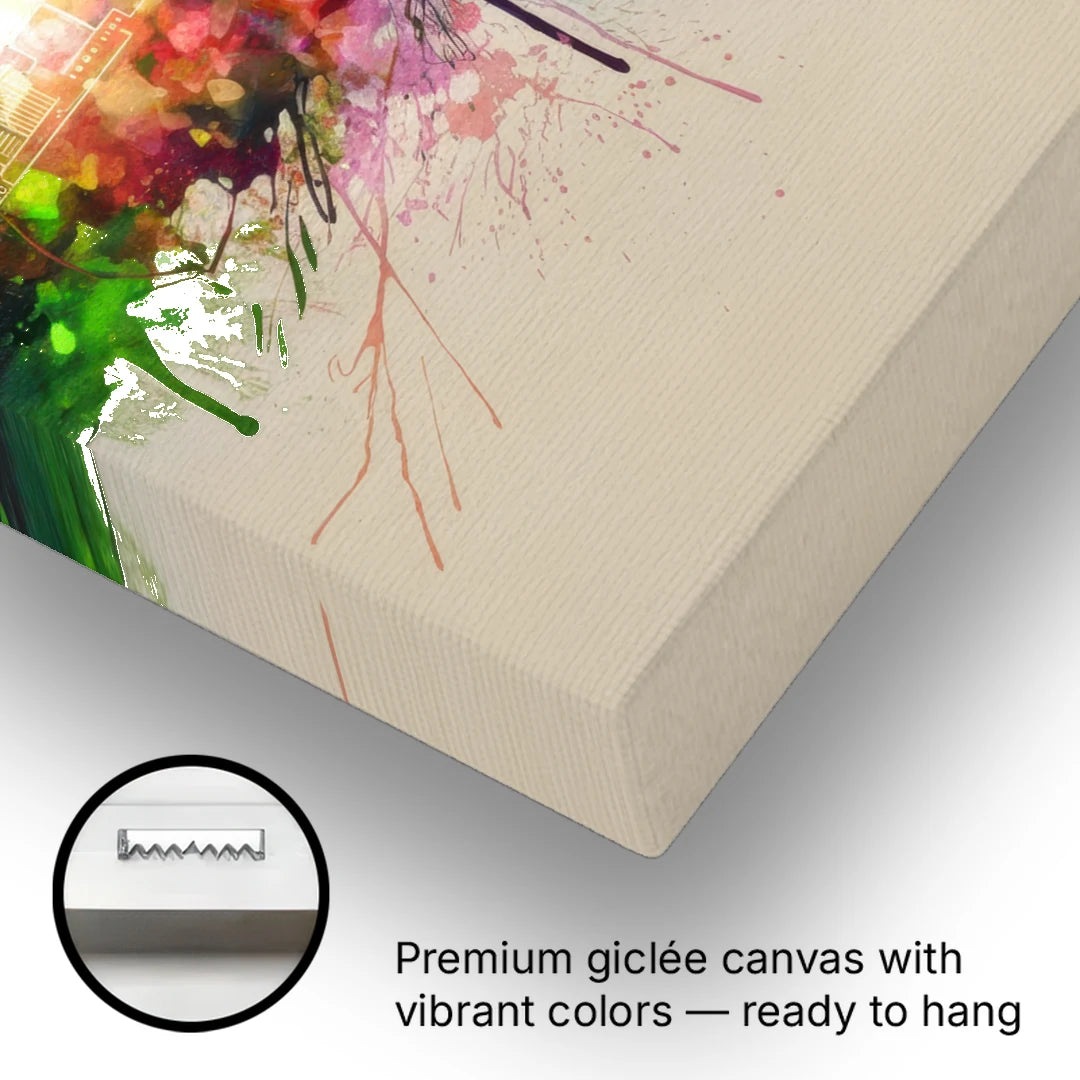 Charlotte Skyline at Sunset - Canvas Wall Art - Gallery Wrap Corner
