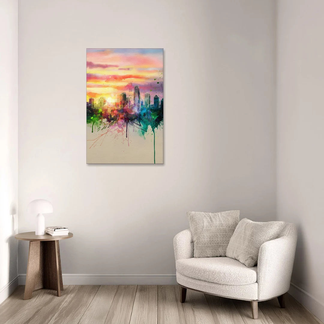 Charlotte Skyline at Sunset - Canvas Wall Art - Sofa - 24x36