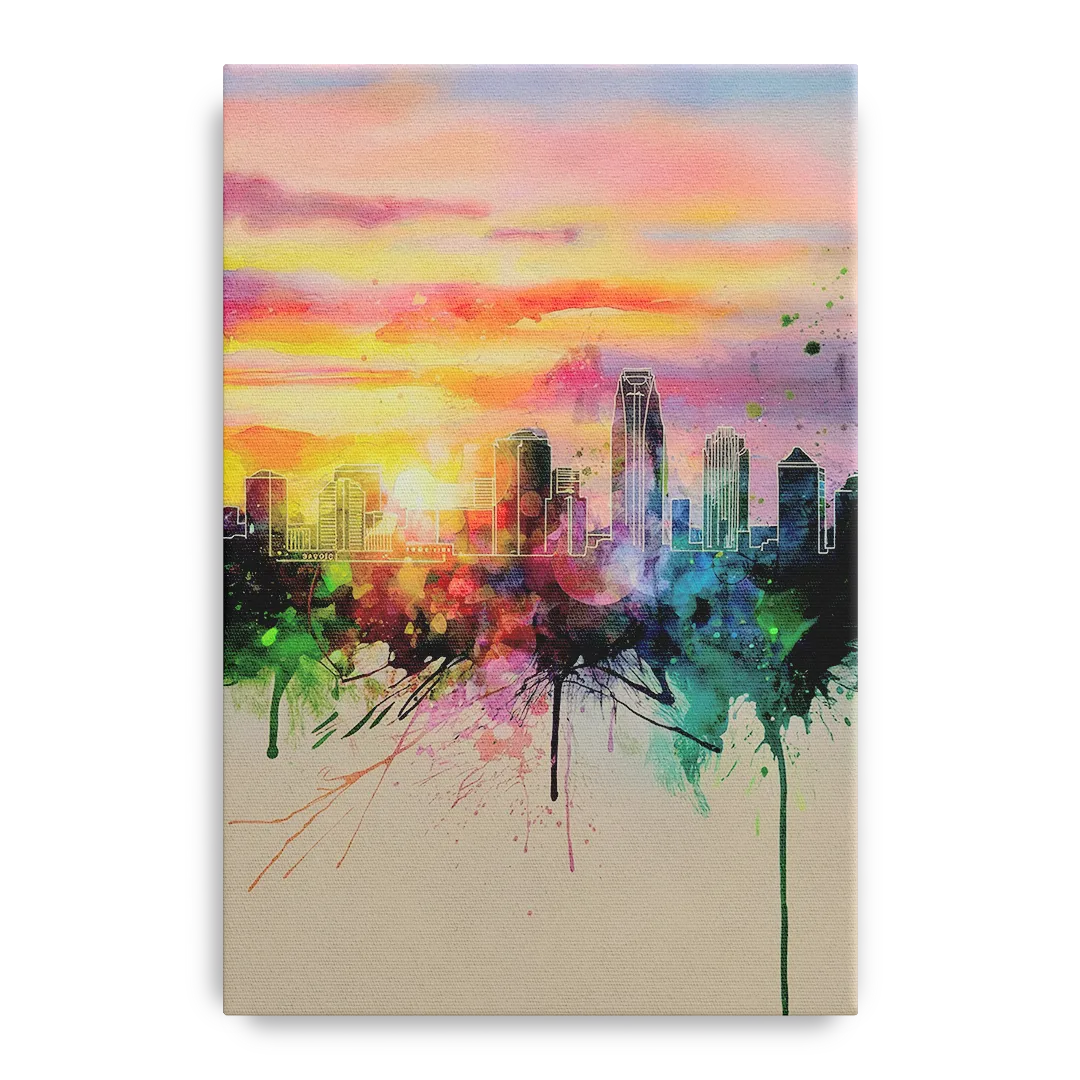 Charlotte Skyline at Sunset Front - Canvas Wall Art