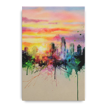 Charlotte Skyline at Sunset Front - Canvas Wall Art