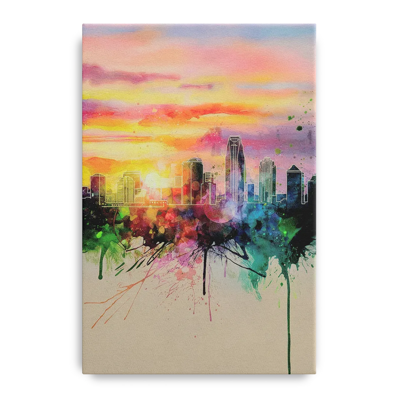 Charlotte Skyline at Sunset Front - Canvas Wall Art