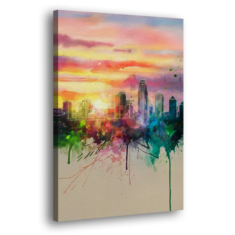 Charlotte Skyline at Sunset - Canvas Wall Art