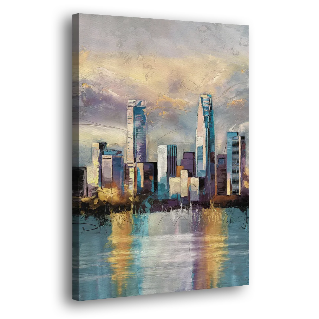 Charlotte Uptown Skyline Side - Canvas Wall Art