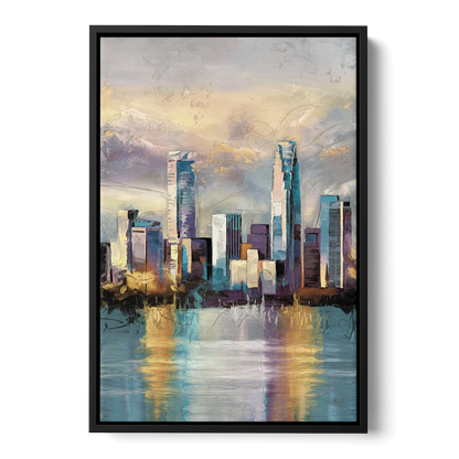 Charlotte Uptown Skyline Front - Black Canvas Wall Art