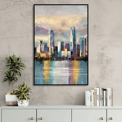 Charlotte Uptown Skyline Living Room - Black Canvas Wall Art