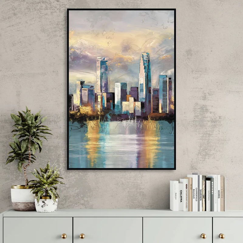 Charlotte Uptown Skyline Living Room - Black Canvas Wall Art