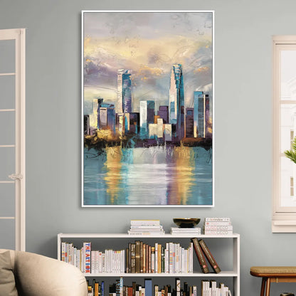 Charlotte Uptown Skyline Living Room - White Canvas Wall Art