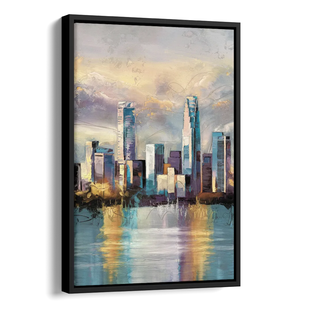Charlotte Uptown Skyline Side - Black Canvas Wall Art