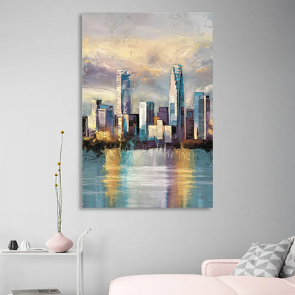 Charlotte Uptown Skyline Sitting Room - Canvas Wall Art