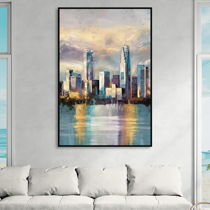 Charlotte Uptown Skyline Sitting Room - Black Canvas Wall Art