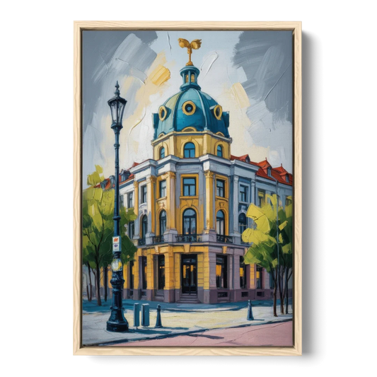 Charlottenburg Charm - Oak Framed Canvas Wall Art - Front