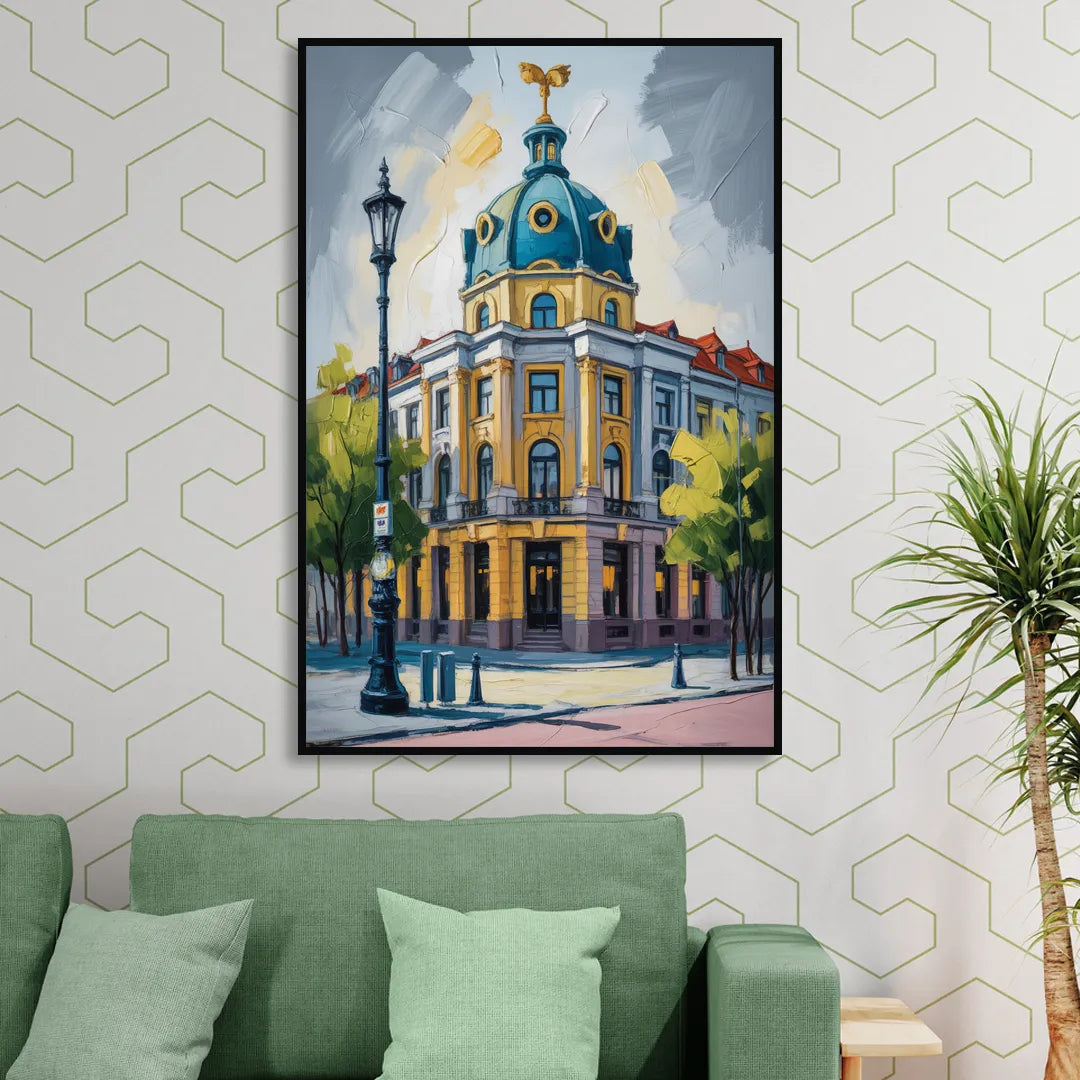 Charlottenburg Charm Living Room - Black Canvas Wall Art