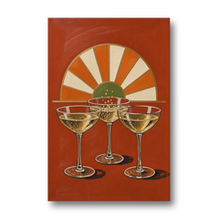 Cheers Wall Art with Three Champagne Coupes - Canvas Wall Art - Front