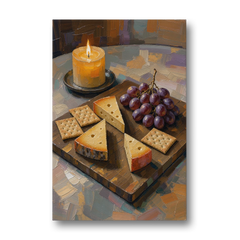 Cheese Board by Candlelight for the Restaurant - Canvas Wall Art - Front