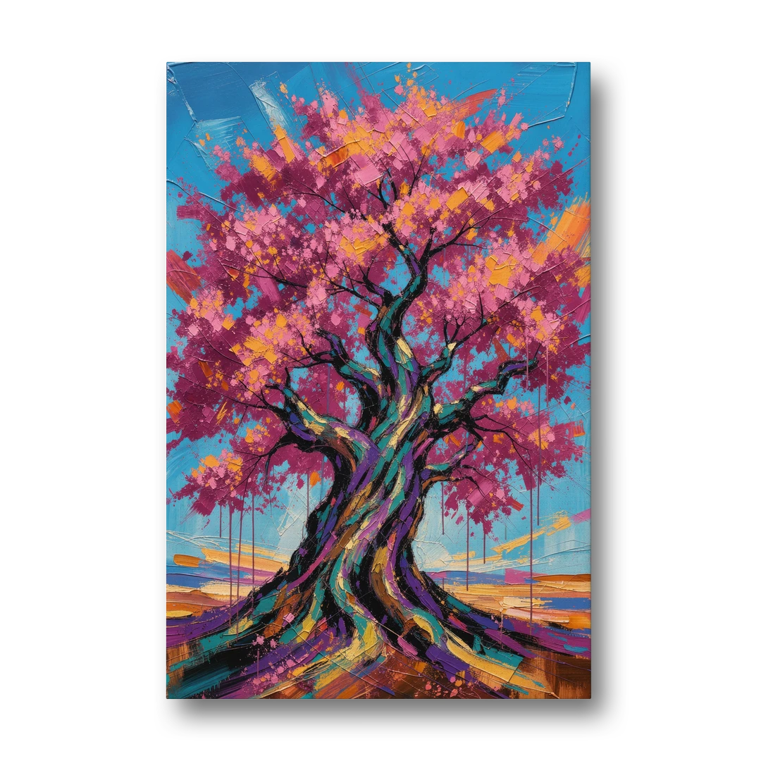 Cherry Blossom Tree Canvas with Twisted Trunk - Canvas Wall Art - Front